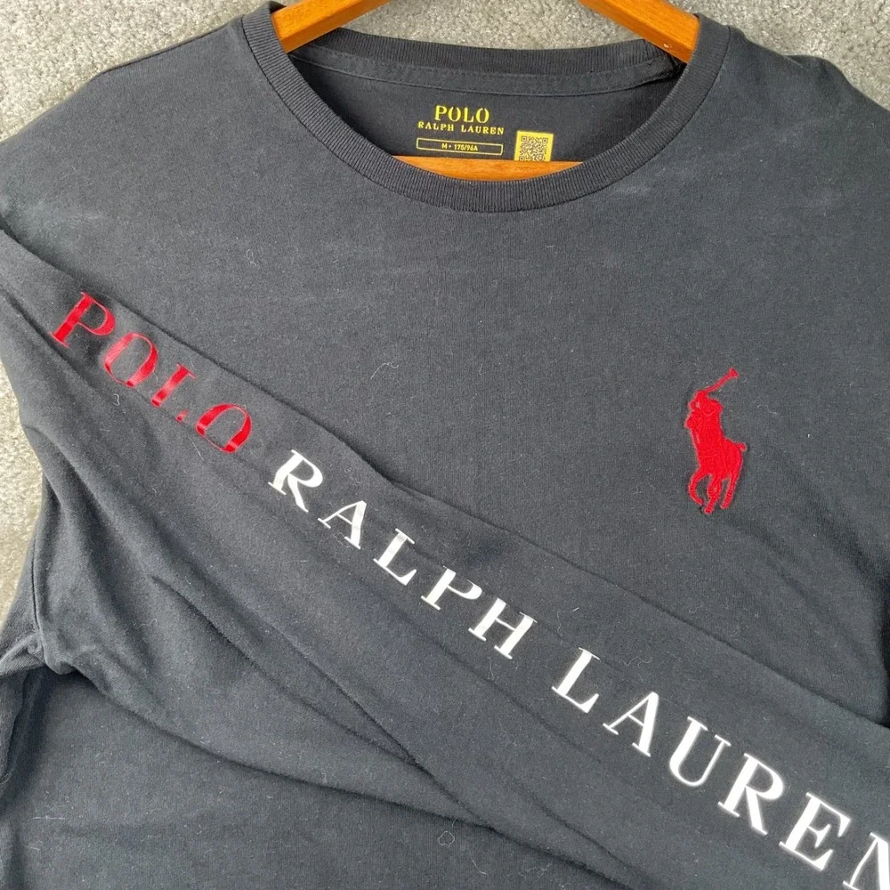 Polo Ralph Lauren Long Sleeve T-Shirt Mens M Black‎ Big red pony